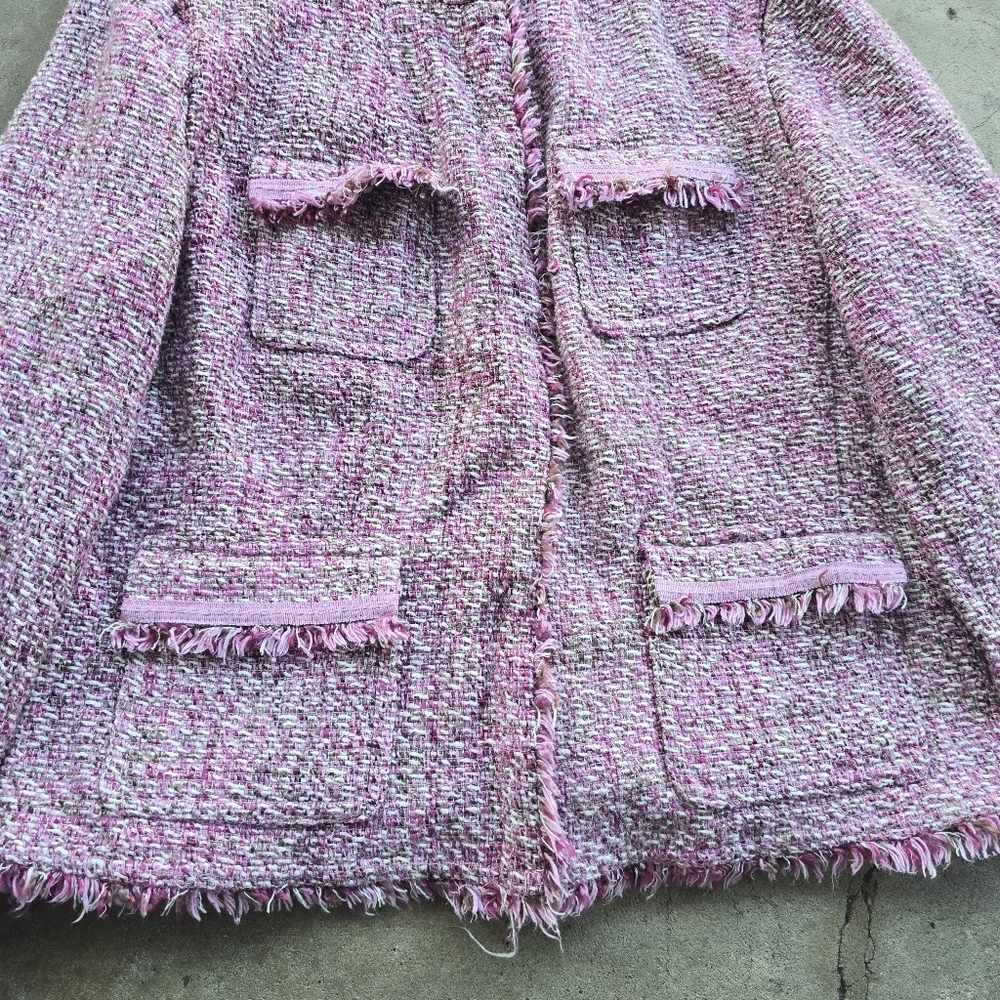 Vtg Y2K Nine & Co Pink Tweed Doll Blazer Barbie Old Money Jacket 8 - Picture 2 of 3